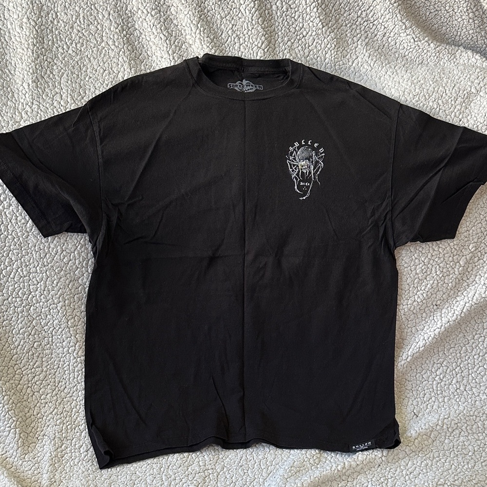 Edgy Black Men's Tee with Graphic Design